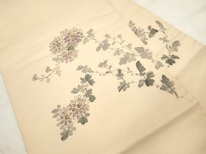 平和屋着物▼九寸名古屋帯　手描き　草花文　CABK8774dy