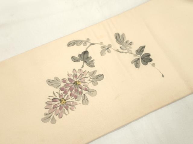 平和屋着物▼九寸名古屋帯　手描き　草花文　CABK8774dy