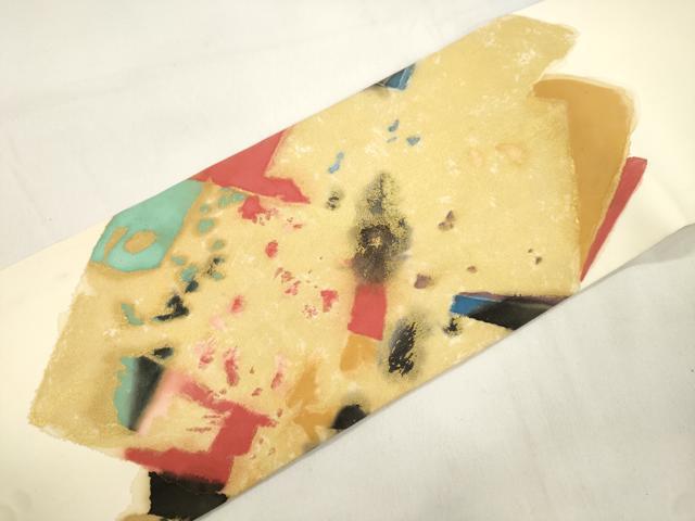 平和屋着物▼塩瀬　九寸名古屋帯　色紙重ね文　金彩　正絹　逸品　CABK8775dy