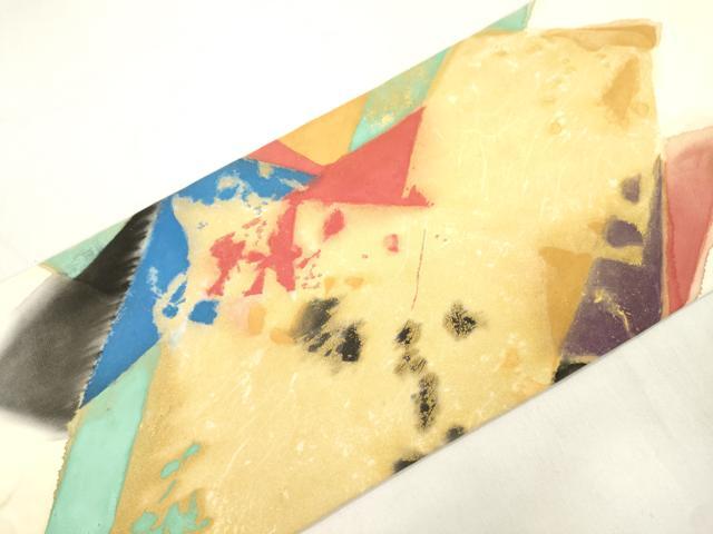 平和屋着物▼塩瀬　九寸名古屋帯　色紙重ね文　金彩　正絹　逸品　CABK8775dy
