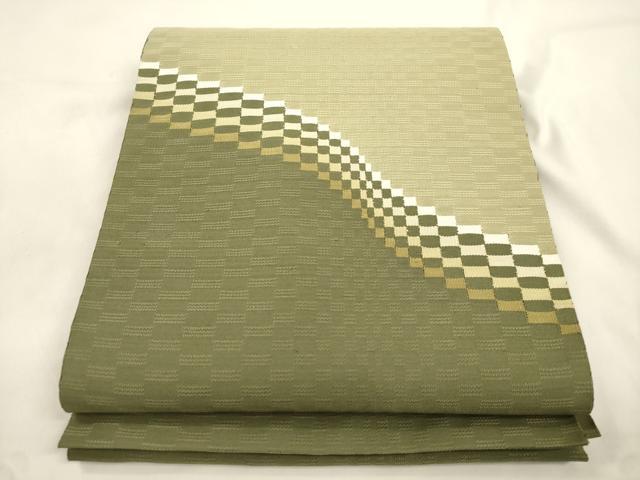 平和屋着物●綴れ　八寸名古屋帯　幾何学文　正絹　逸品　CABK8779dy
