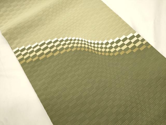 平和屋着物●綴れ　八寸名古屋帯　幾何学文　正絹　逸品　CABK8779dy