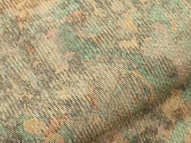 平和屋着物●全通柄九寸名古屋帯　幾何学文　鬼しぼ縮緬　正絹　逸品　CABK8784dy