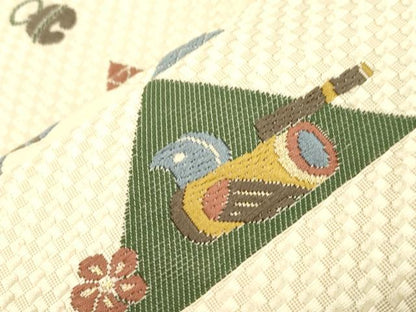 平和屋着物●本場筑前博多織　八寸名古屋帯　玩具文　金糸　正絹　逸品　CABK8786dy
