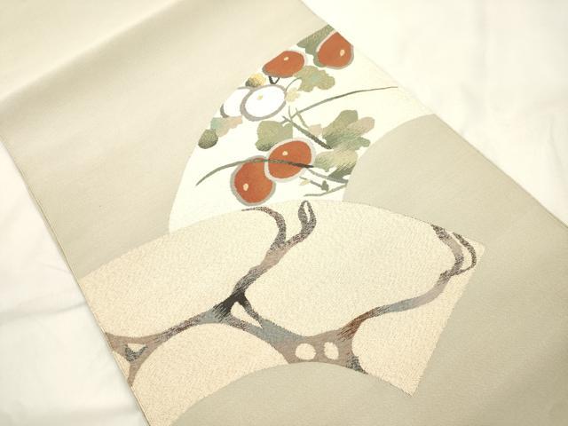 平和屋着物●爪掻き本綴れ　八寸名古屋帯　地紙　万寿菊　金銀糸　正絹　逸品　未使用　CABK8787dy