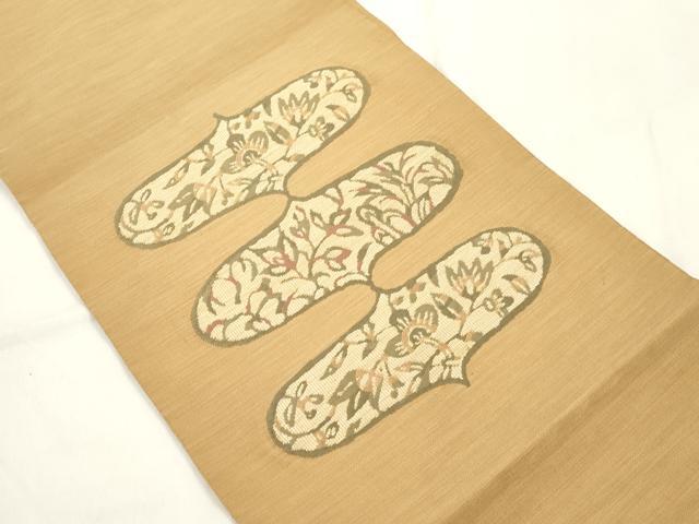 平和屋着物●八寸名古屋帯　草花文　正絹　逸品　CABK8789dy