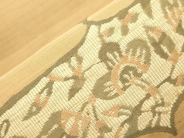 平和屋着物●八寸名古屋帯　草花文　正絹　逸品　CABK8789dy