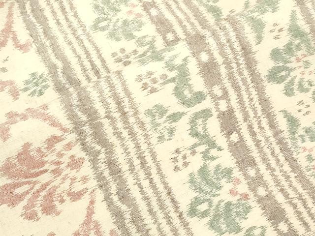 平和屋着物●九寸名古屋帯　紬地　草花間道　正絹　逸品　CABK8792dy