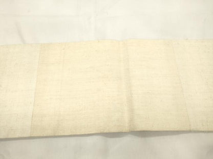 平和屋着物●九寸名古屋帯　紬地　草花間道　正絹　逸品　CABK8792dy