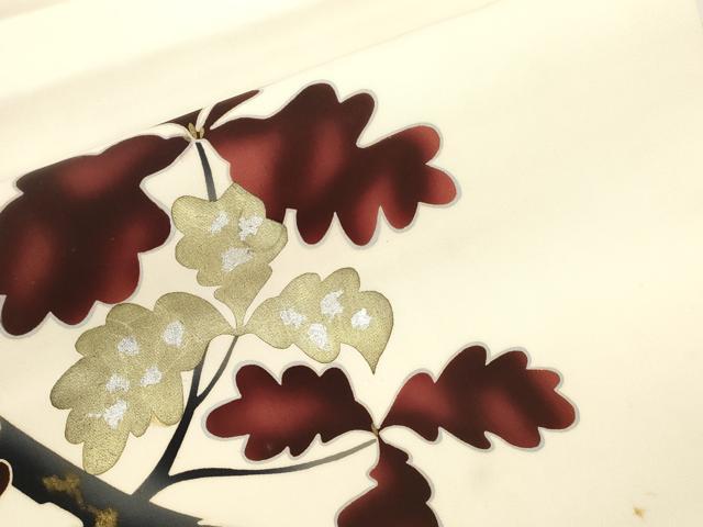 平和屋着物▼塩瀬　九寸名古屋帯　草花文　金銀彩　正絹　逸品　CABK8793dy