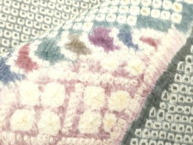 平和屋着物●名門　藤娘きぬたや・総絞り　九寸名古屋帯　流水草花文　正絹　逸品　CABK8794dy
