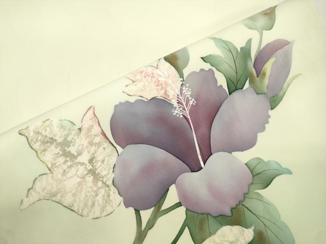 平和屋着物●塩瀬　九寸開き名古屋帯　ろうけつ染め　草花文　正絹　逸品　CABK8797dy
