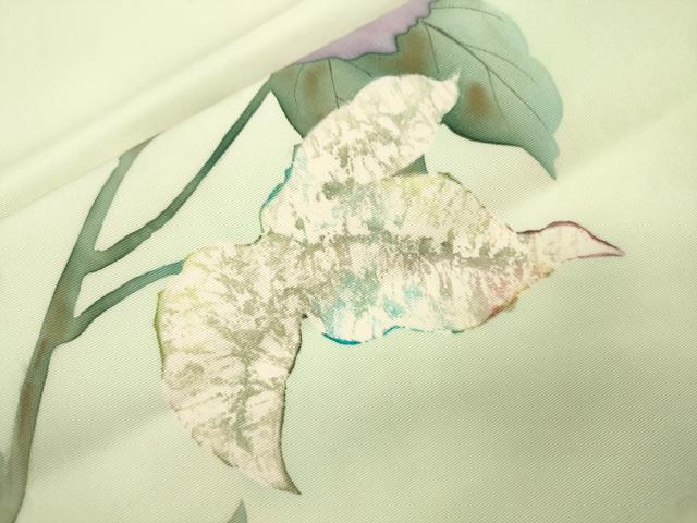 平和屋着物●塩瀬　九寸開き名古屋帯　ろうけつ染め　草花文　正絹　逸品　CABK8797dy