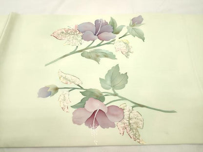 平和屋着物●塩瀬　九寸開き名古屋帯　ろうけつ染め　草花文　正絹　逸品　CABK8797dy