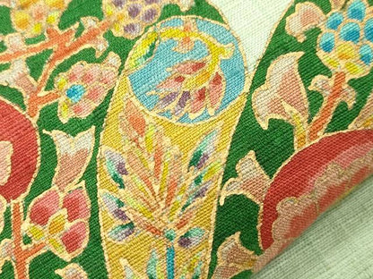 平和屋着物●九寸名古屋帯　紬地　更紗花文　金彩　正絹　逸品　CABK8798dy