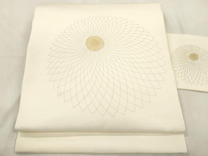 平和屋着物●塩瀬　九寸名古屋帯　菊　金彩　正絹　逸品　CABK8799dy