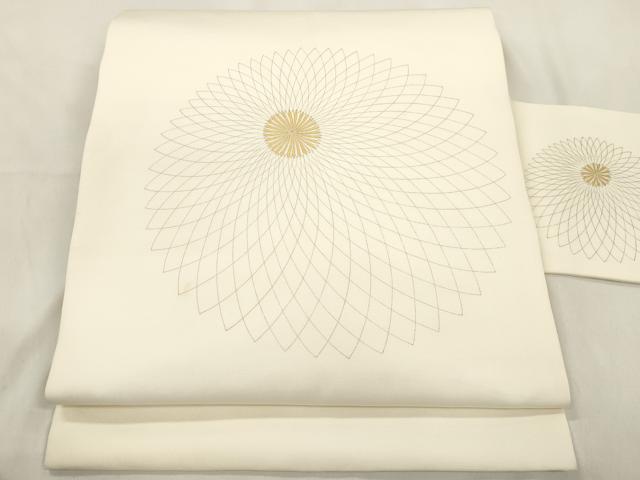 平和屋着物●塩瀬　九寸名古屋帯　菊　金彩　正絹　逸品　CABK8799dy