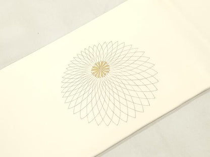 平和屋着物●塩瀬　九寸名古屋帯　菊　金彩　正絹　逸品　CABK8799dy