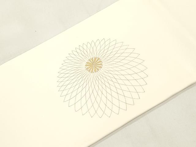 平和屋着物●塩瀬　九寸名古屋帯　菊　金彩　正絹　逸品　CABK8799dy