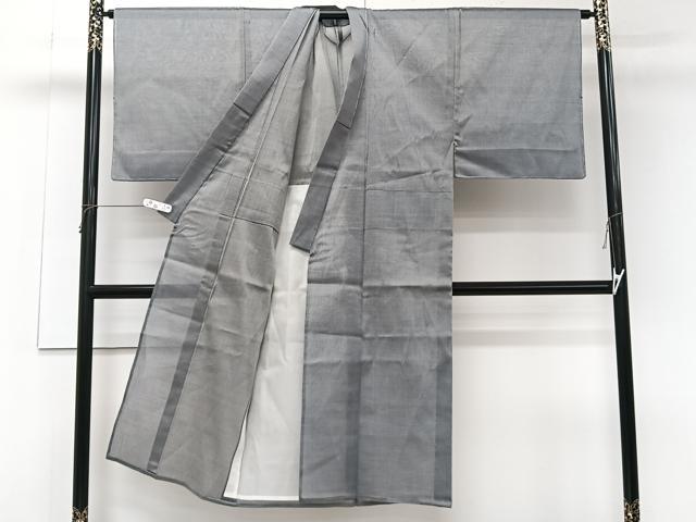 平和屋着物＊夏物　男性　奄美上布　芭蕉布　桔梗鼠色　証紙付き　絹綿　逸品　未使用　CABK8802xi