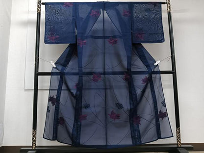 平和屋着物＊夏物　小紋　紗　草花文　正絹　逸品　未使用　CABK8804xi