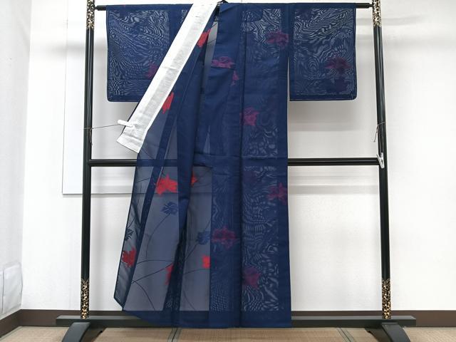 平和屋着物＊夏物　小紋　紗　草花文　正絹　逸品　未使用　CABK8804xi