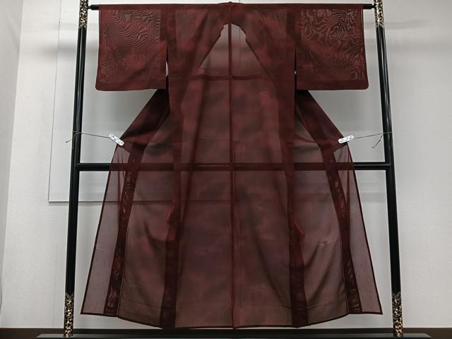 平和屋着物＊夏物　小紋　抽象紋紗　正絹　逸品　CABK8805xi