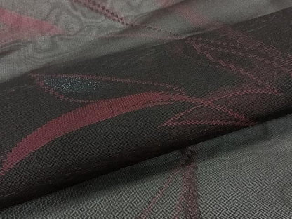 平和屋着物＊夏物　小紋　紗　舞花文　黒地　銀糸　正絹　逸品　CABK8806xi