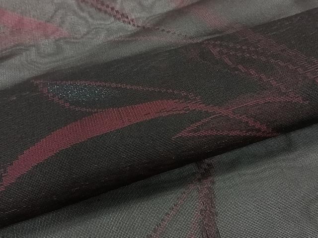 平和屋着物＊夏物　小紋　紗　舞花文　黒地　銀糸　正絹　逸品　CABK8806xi