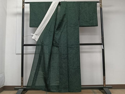 平和屋着物＊夏物　小紋　縦絽　舞芝紋紗　黒地　正絹　逸品　CABK8807xi