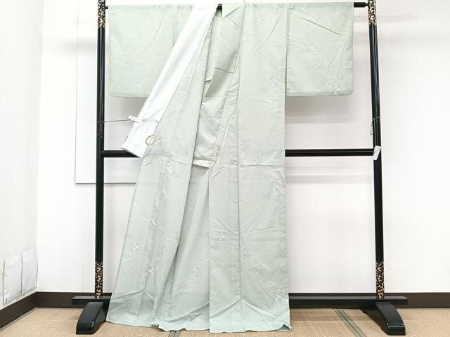 平和屋着物＊夏物　小紋　絽　流水花文　洗える着物　CABK8811xi