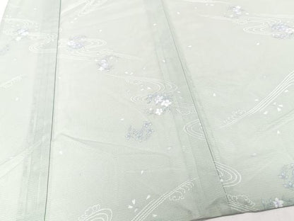 平和屋着物＊夏物　小紋　絽　流水花文　洗える着物　CABK8811xi