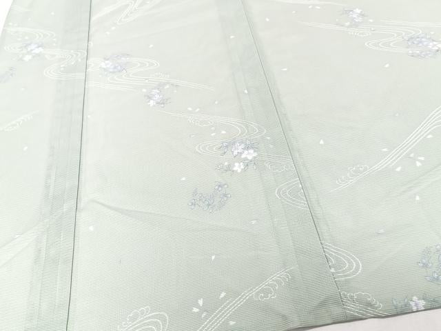 平和屋着物＊夏物　小紋　絽　流水花文　洗える着物　CABK8811xi