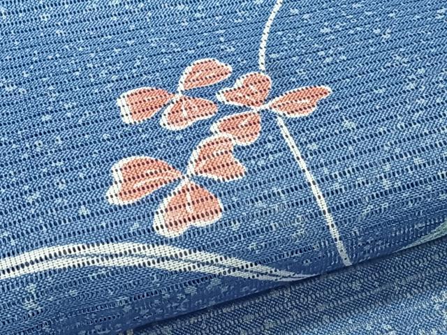 平和屋着物＊夏物　小紋　絽　花唐草文　洗える着物　CABK8812xi