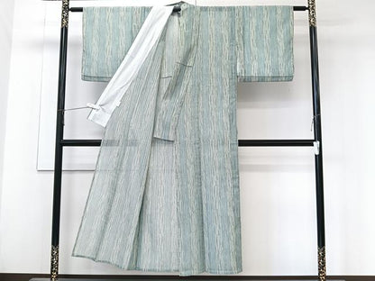 平和屋着物＊夏物　小紋　紗　間道　洗える着物　CABK8819xi