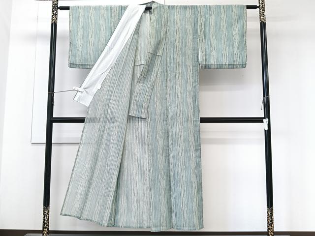 平和屋着物＊夏物　小紋　紗　間道　洗える着物　CABK8819xi