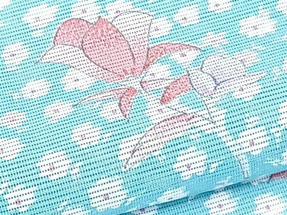 平和屋着物＊夏物　小紋　絽　草花文　洗える着物　CABK8820xi