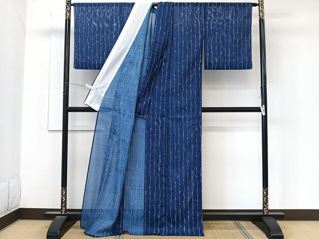 平和屋着物＊夏物　小紋　絽　抽象文　洗える着物　CABK8823xi