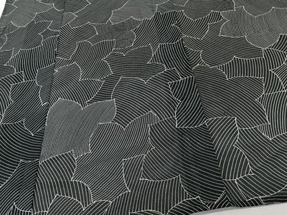 平和屋着物＊夏物　小紋　絽　葉尽くし　黒地　洗える着物　CABK8829xi
