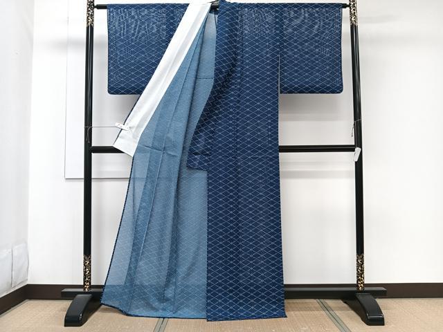 平和屋着物＊夏物　小紋　絽　花菱文　洗える着物　CABK8830xi