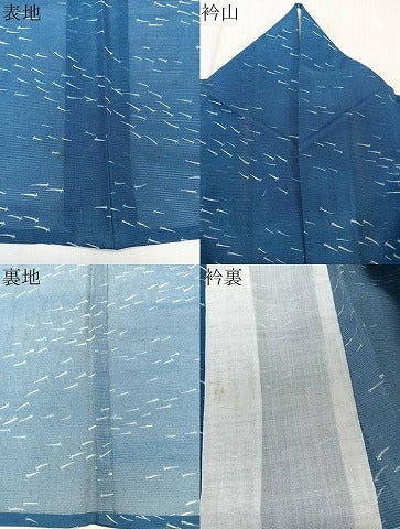 平和屋着物＊夏物　小紋　絽　魚　洗える着物　CABK8831xi