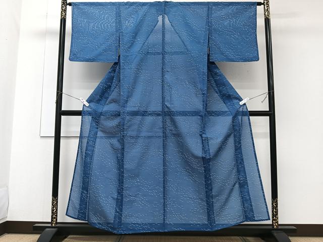 平和屋着物＊夏物　小紋　絽　魚　洗える着物　CABK8831xi