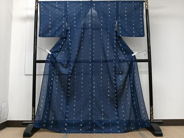 平和屋着物＊夏物　小紋　絽　幾何学文　洗える着物　CABK8832xi