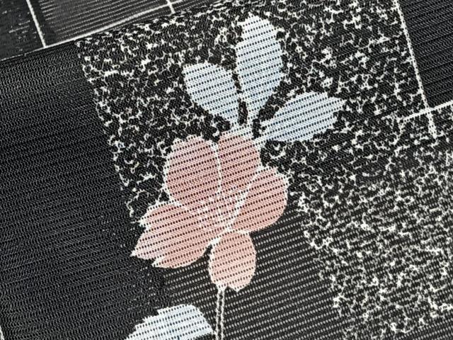 平和屋着物＊夏物　小紋　絽　草花文　黒地　洗える着物　CABK8834xi