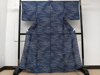 平和屋着物＊夏物　小紋　絽　雪輪芝重ね文　洗える着物　CABK8836xi