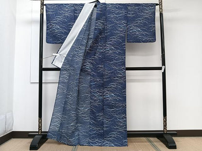 平和屋着物＊夏物　小紋　絽　雪輪芝重ね文　洗える着物　CABK8836xi