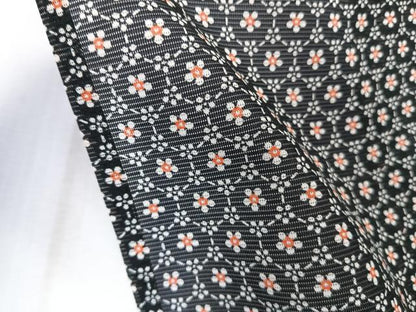 平和屋着物＊夏物　小紋　絽　亀甲花文　黒地　洗える着物　CABK8838xi