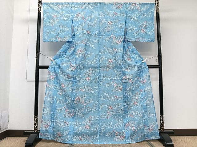 平和屋着物＊夏物　小紋　絽　草花文　洗える着物　CABK8843xi