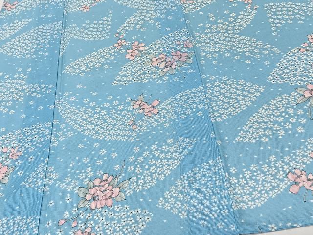 平和屋着物＊夏物　小紋　絽　草花文　洗える着物　CABK8843xi