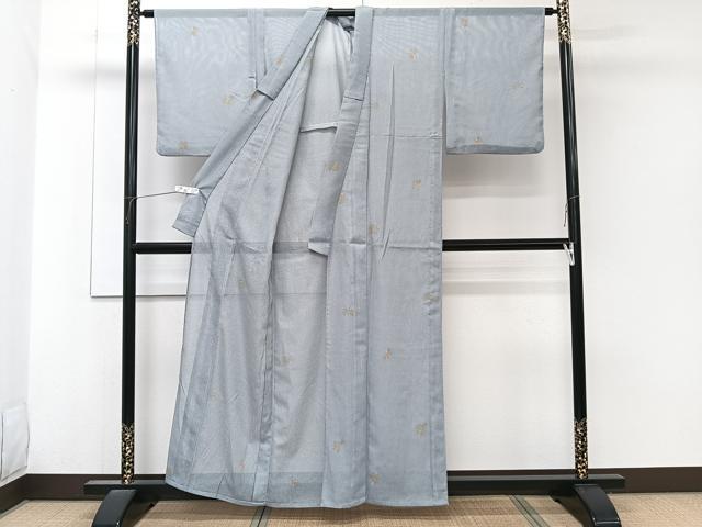 平和屋着物＊夏物　小紋　絽　草花文　金彩　洗える着物　CABK8846xi
